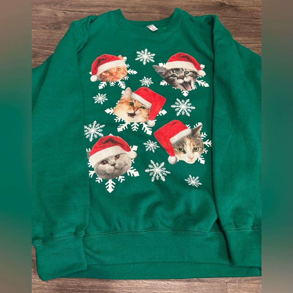 Green Christmas Cat Sweatshirt